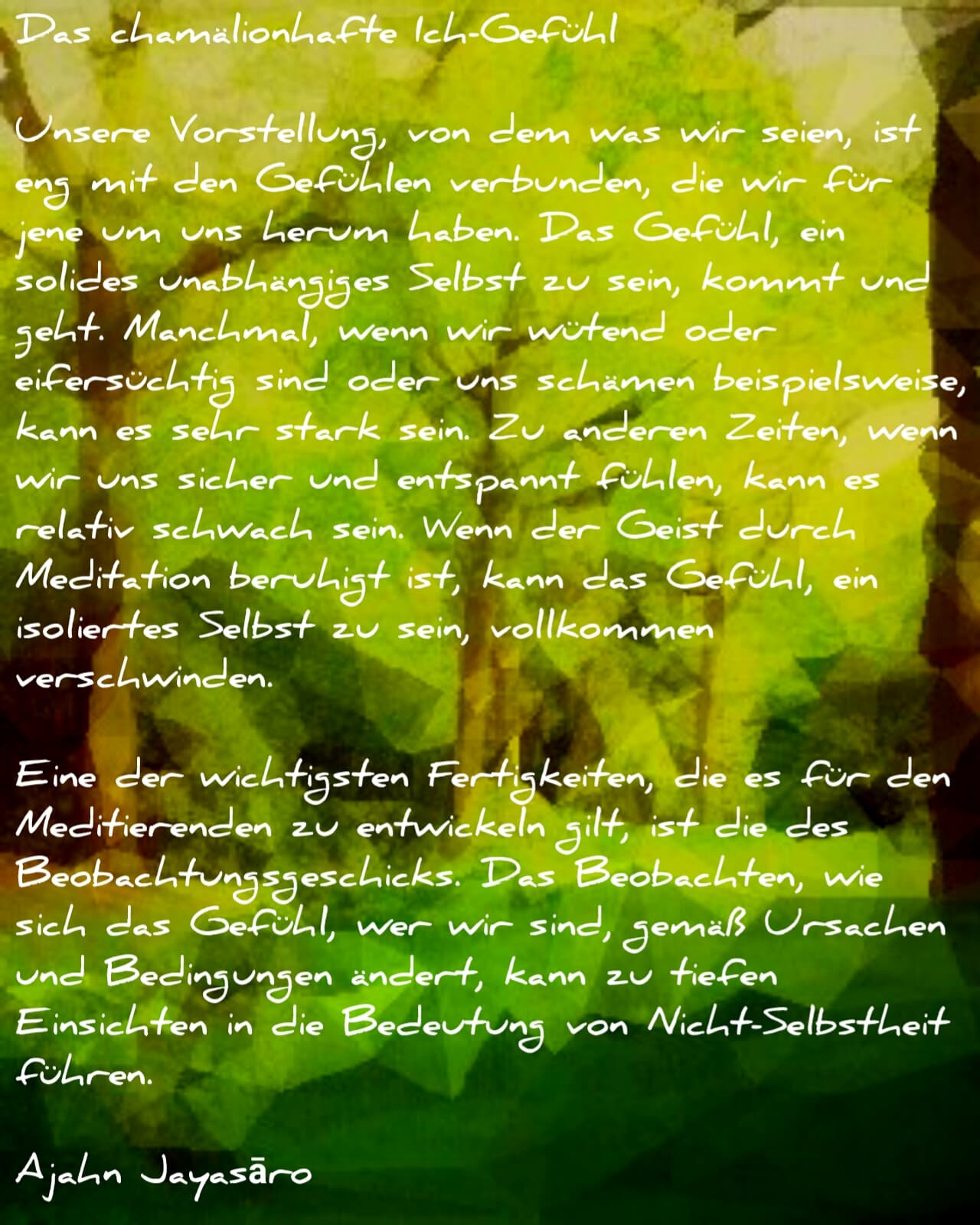 Das chamälionhafte Ich-Gefühl